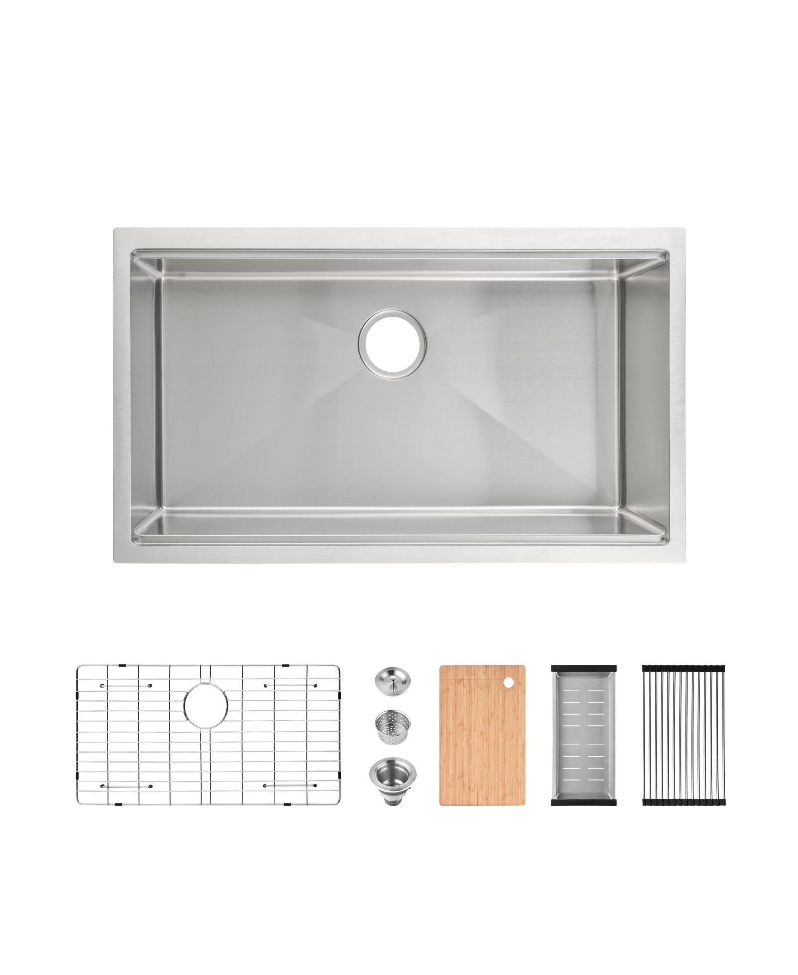 flynama 33inch Undermount Dark Gray Multifunctional Flying Rain Waterfall Single Bowl S304 Stainless Steel Handmade Kitchen Sink