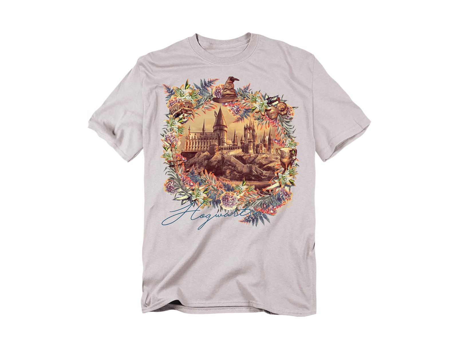 Harry Potter Men's Hogwarts Image Wfloral Wreath T Shirt