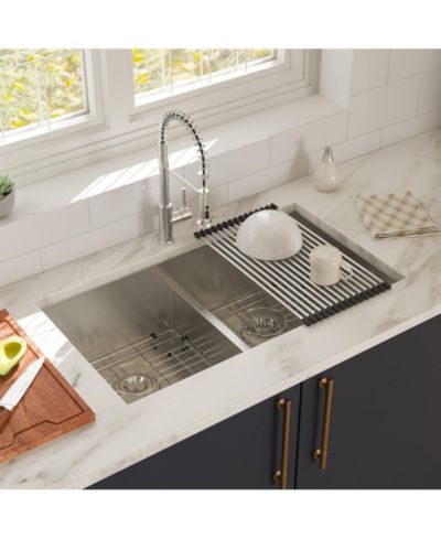 flynama 36x19x10inch 16 Gauge T304 Stainless Steel Undermount 5050 Double Bowl Kitchen Sink with Two 10inch Deep Basins