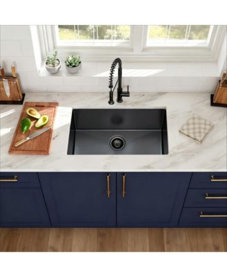flynama 30x18x10inch Gunmetal Black Undermount Kitchen Sink Single Bowl Stainless Steel 16 Gauge