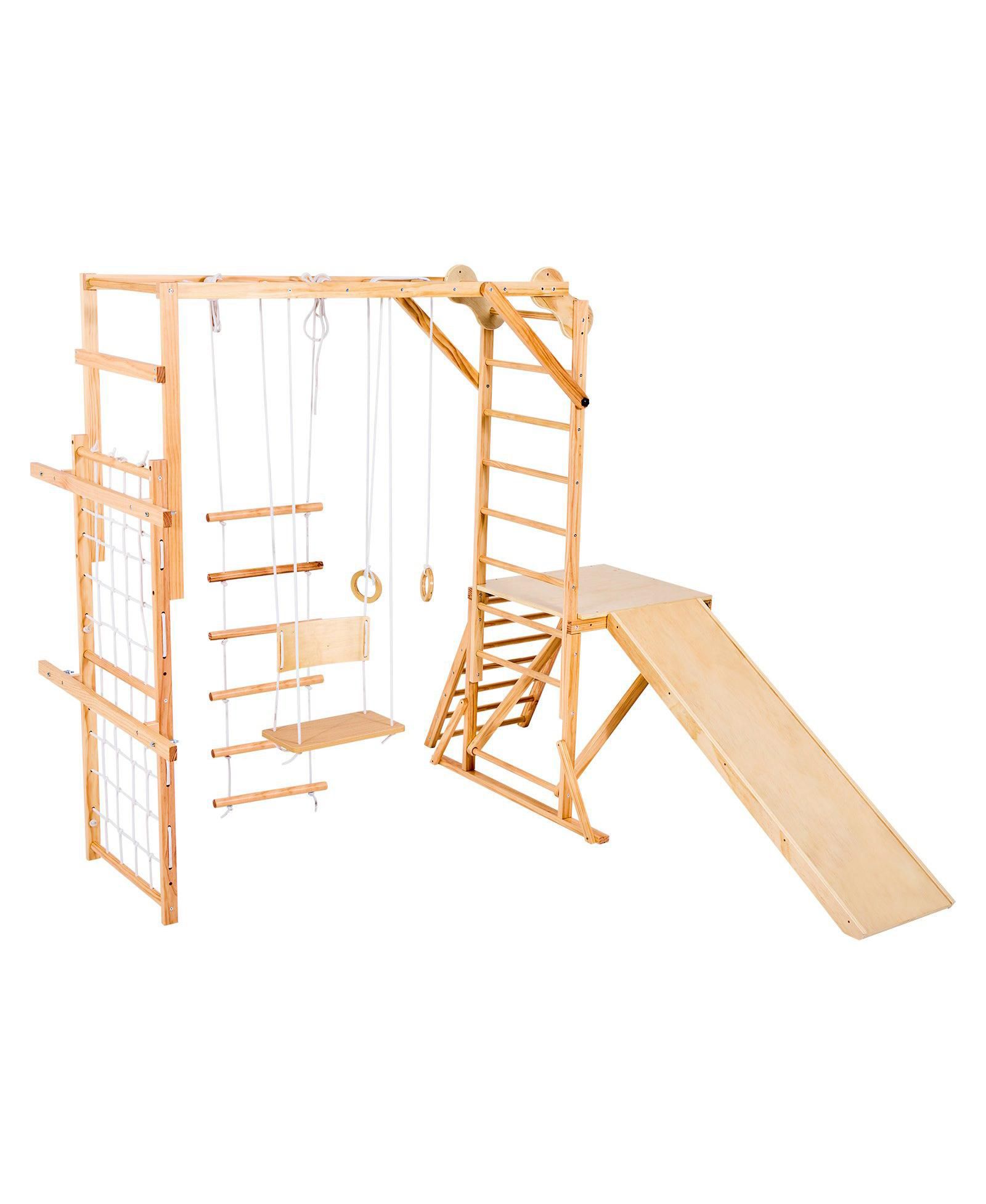 Игровой комплекс Slickblue 8-in-1 Indoor Playground Jungle Gym с горкой, качелями и лестницей