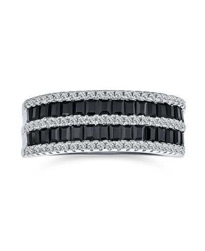 Кольцо Bling Jewelry Two Tone CZ Black and White 1/2 Eternity Band, стерлинговое серебро .925