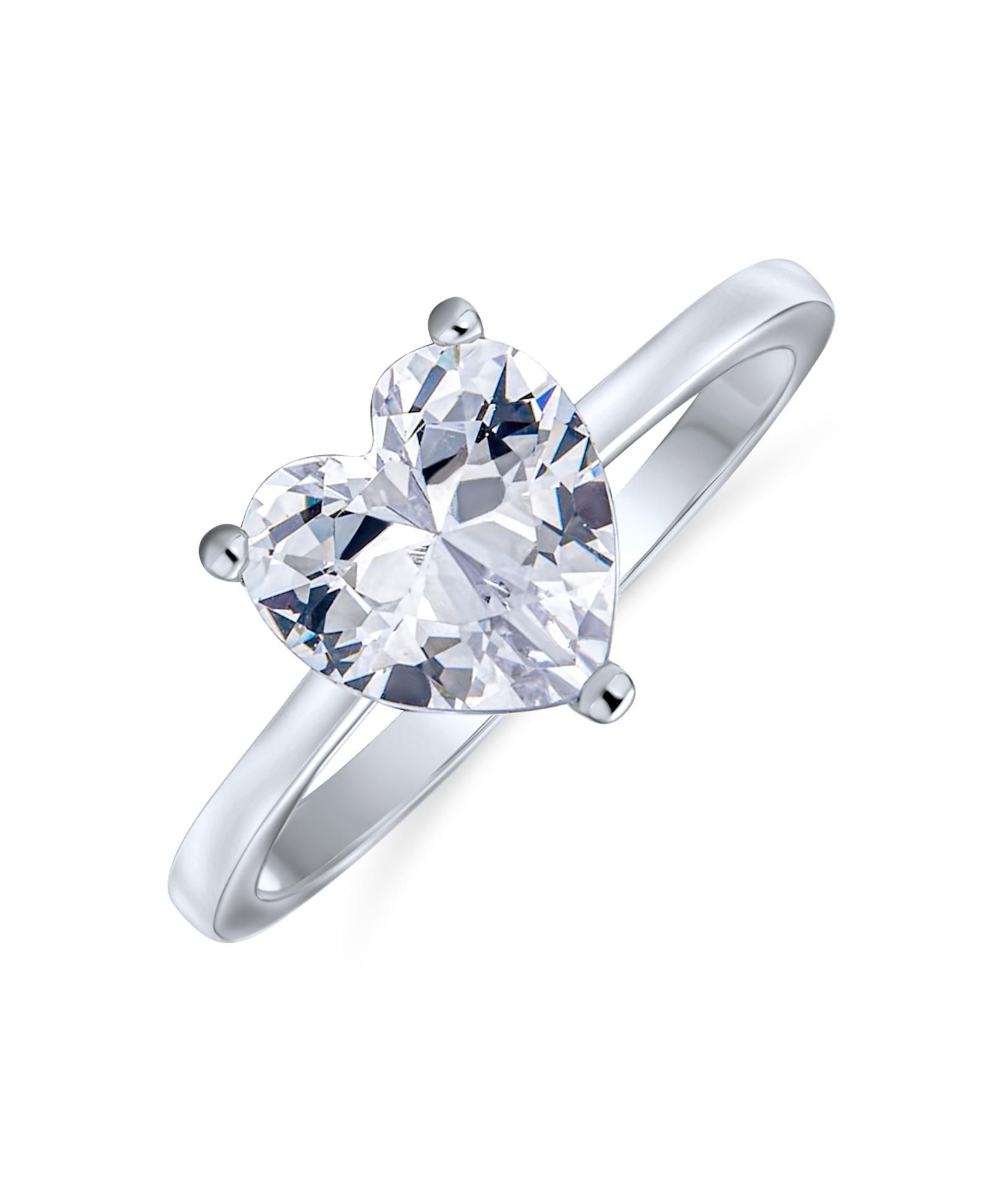 Кольцо помолвочное Bling Jewelry 2CT Cubic Zirconia CZ Solitaire Heart Shaped.925 Sterling Silver
