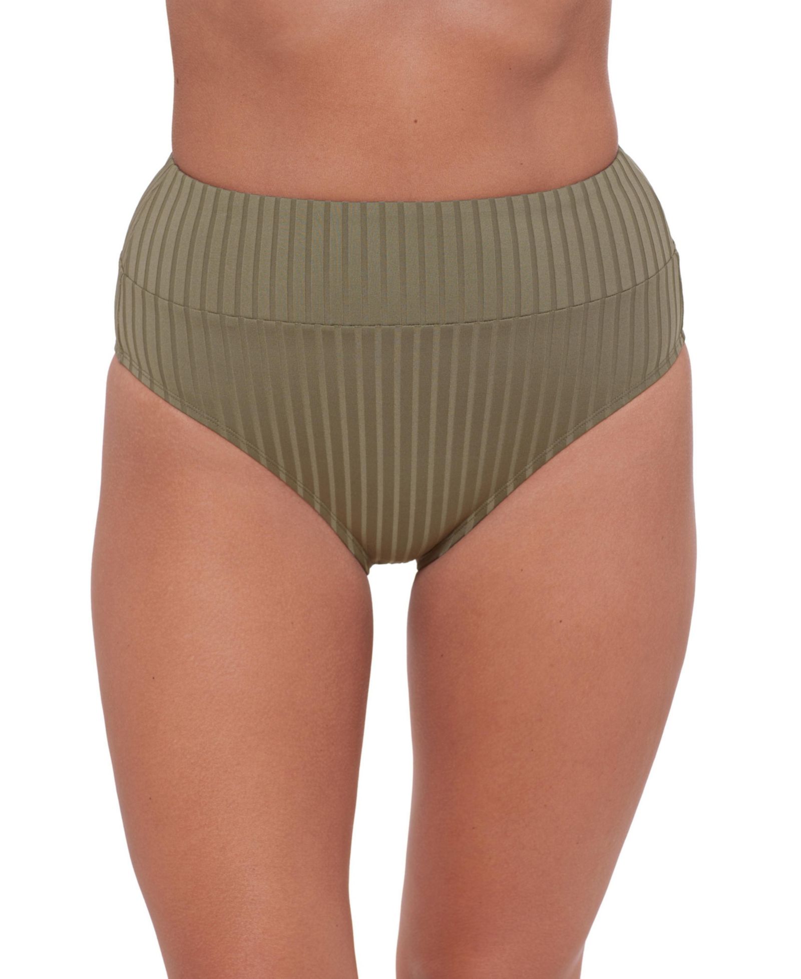 S3 Apparel Women's Smoothing and Sculpting Ribbed Banded High-Waist Swimsuit Bikini Bottoms