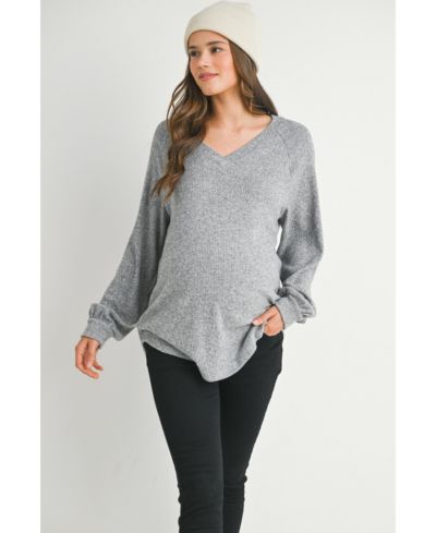 Вязаный джемпер Hello Miz Maternity с V-образным вырезом и длинным рукавом в рубчик