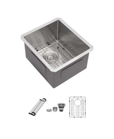 Раковина Flynama 17inch подстольная 16G T304 нержавеющая сталь, одинарная 17x19x10inch, глубокая 10inch для бара с полным комплектом аксессуаров