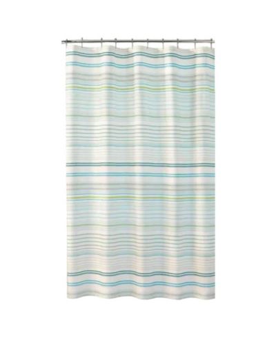 Slickblue 72-inch Sea Breeze Blue Green White Cabana Stripe Cotton Shower Curtain