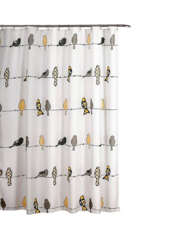 Штора для ванной Slickblue 72x72 Inch Yellow Grey Birds Floral Polyester