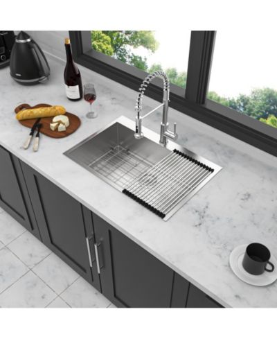 33x22x9inch Stainless Steel Kitchen Sink Drop In Single Bowl 16 Gauge Topmount