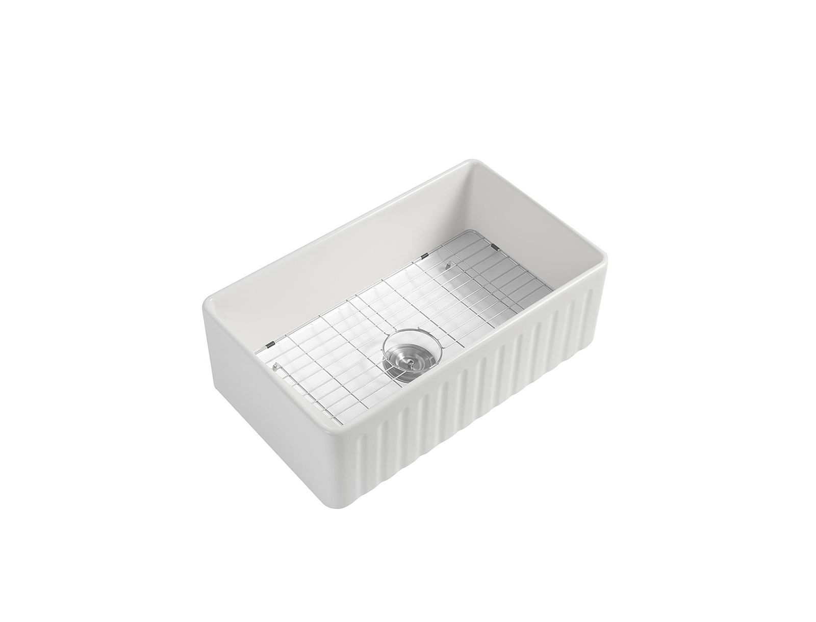 flynama 36x20inch Fireclay Farmhouse Kitchen Sink Reversible Grid Strainer 10 Inch Deep