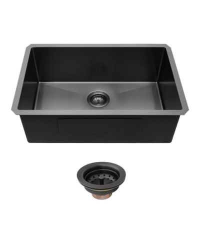 flynama 33x19x10inch Gunmetal Black Undermount Kitchen Sink Single Bowl Stainless Steel 16 Gauge