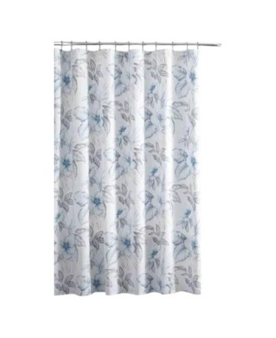 Slickblue 72-Inch Tropical Botanical Floral Cotton Shower Curtain