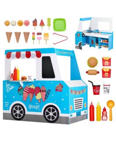 Детский игровой набор Slickblue Ice Cream Cart, деревянный фургон с мороженым, 20+ предметов