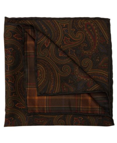 Elizabetta Men's Positano - Double Sided Silk Pocket Square for Men