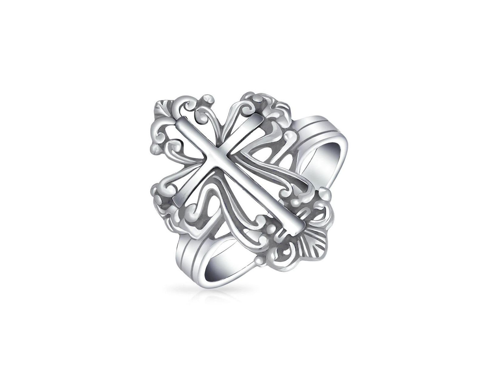 Bling Jewelry Винтажное религиозное кольцо Fleur De Lis из серебра .925 Sterling Silver