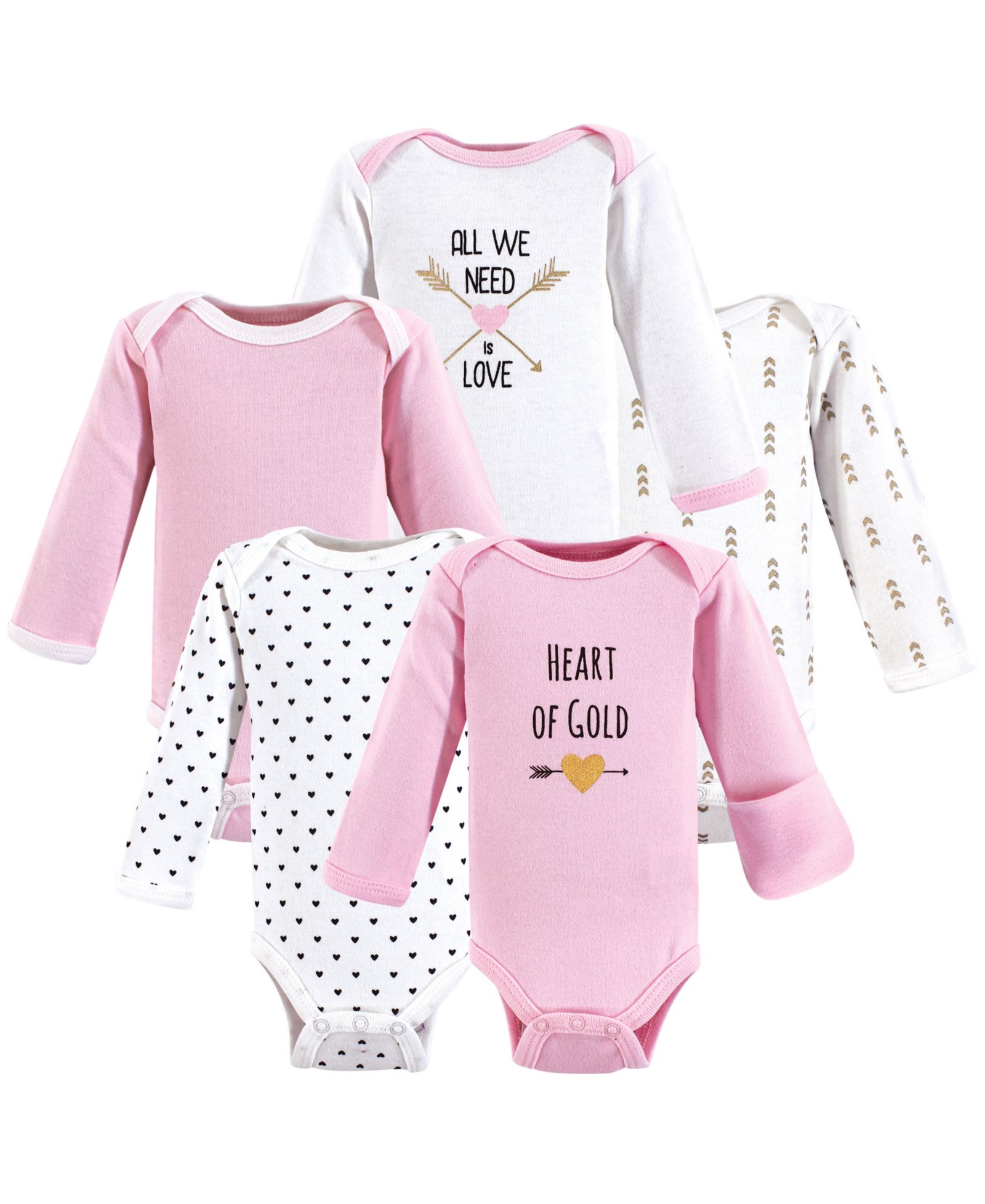 Детские боди Hudson Baby Girls Hudson Soft Cotton Long-Sleeve 5 Count