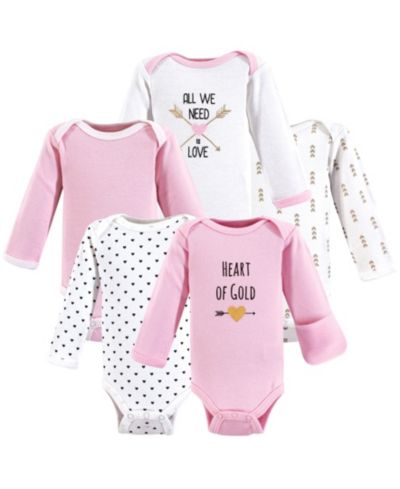 Детские боди Hudson Baby Girls Hudson Soft Cotton Long-Sleeve 5 Count