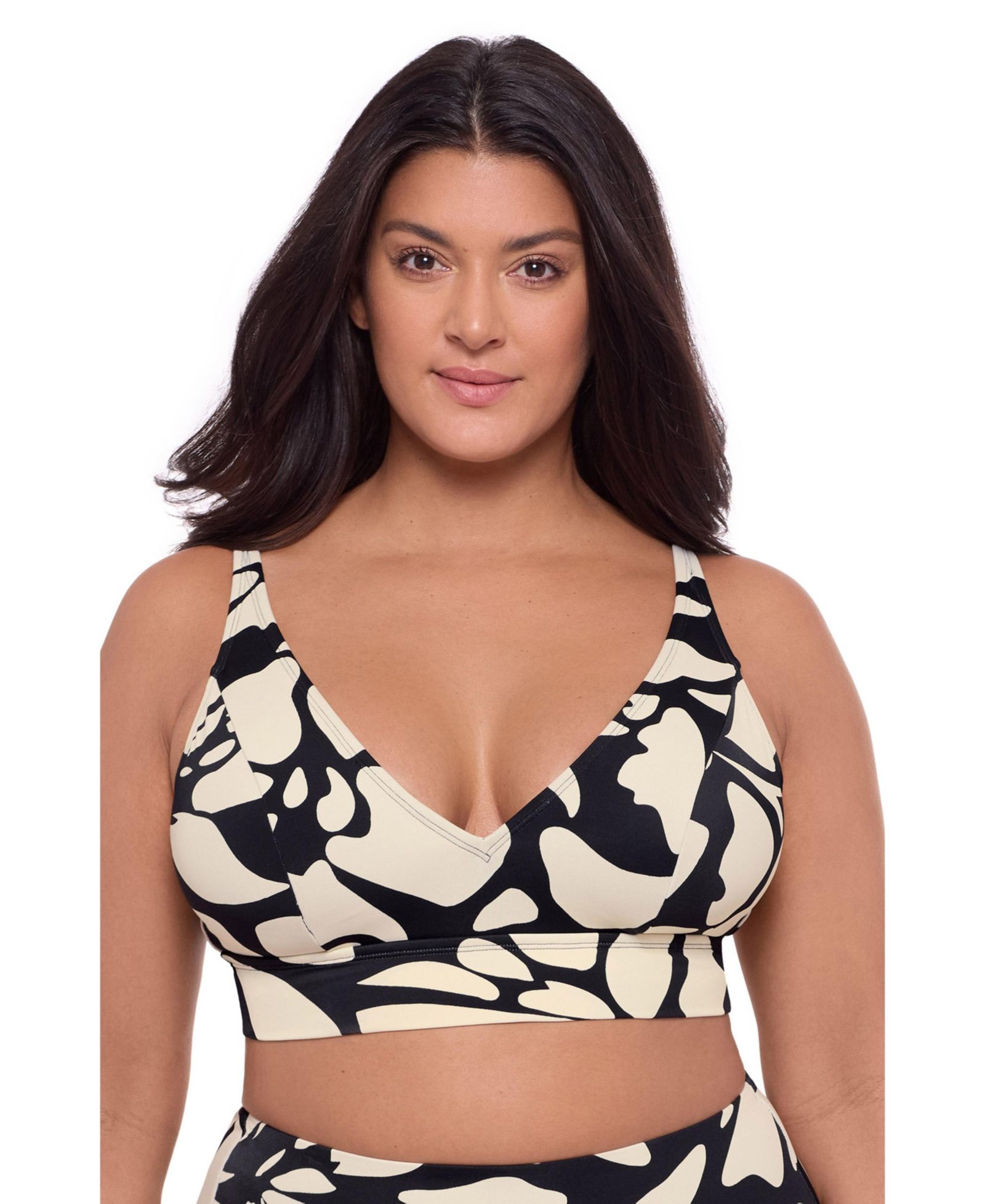 S3 Apparel Women's Supportive Banded Plunge V-Neck Bralette Swimsuit Top