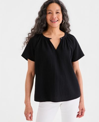Женский топ Style & Co Cotton Gauze с воланами