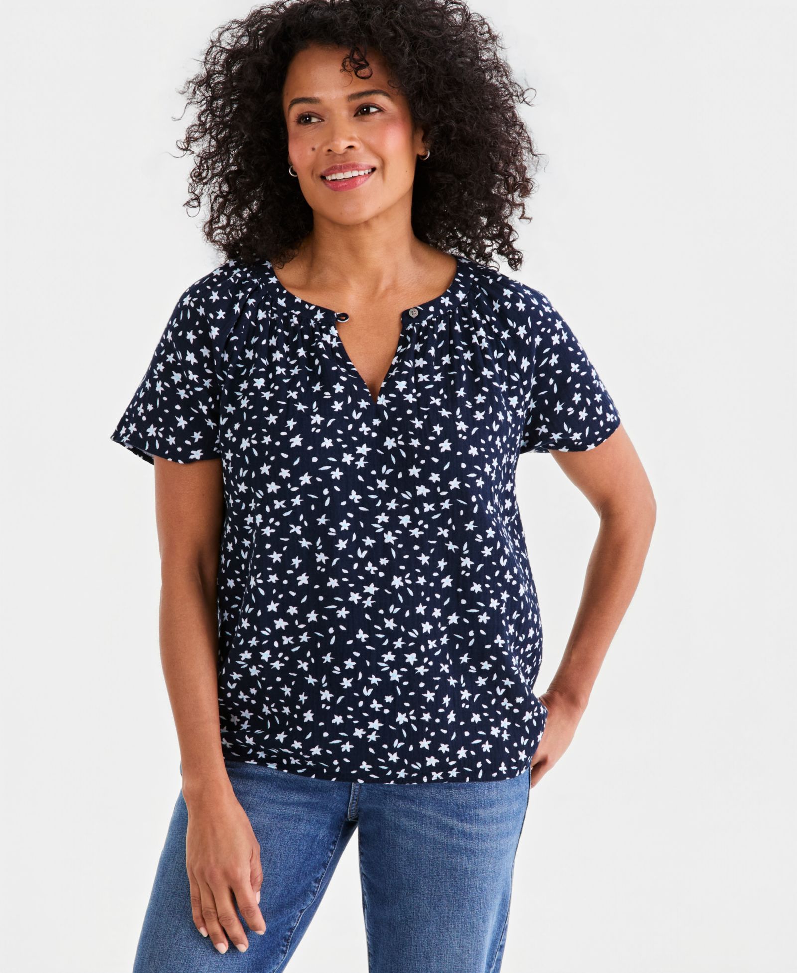 Женский топ Style & Co Printed Gauze Flutter-Sleeve