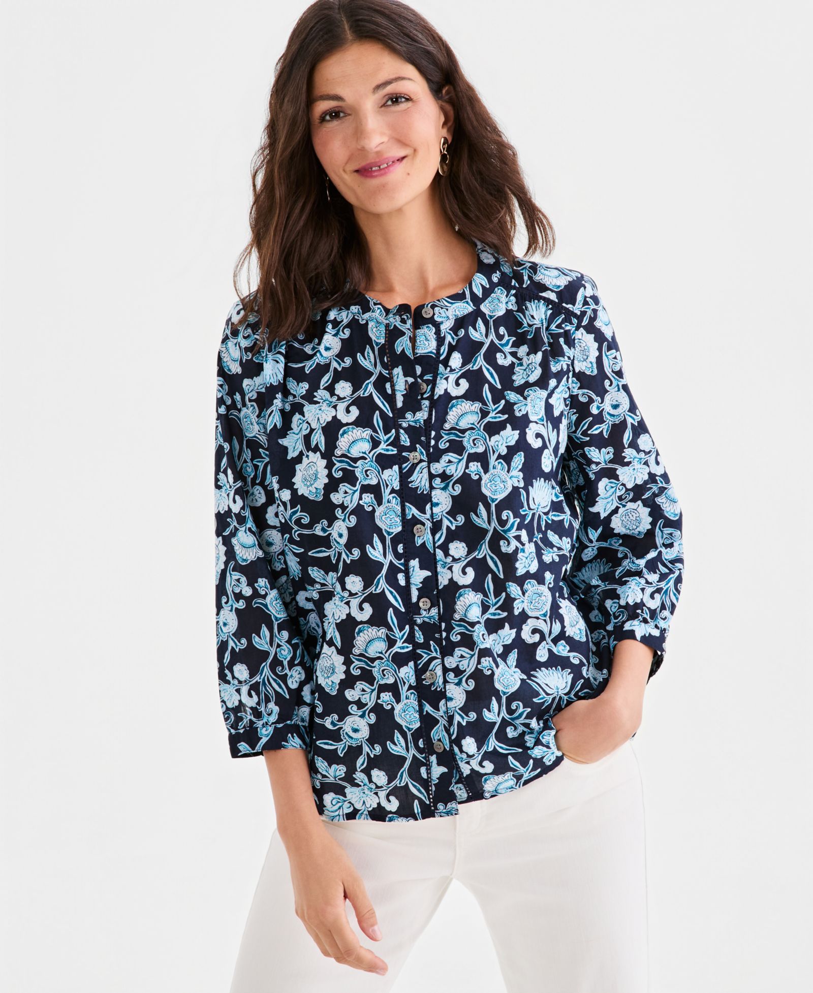 Женский топ Style & Co Cotton Button-Front 3/4-Sleeve
