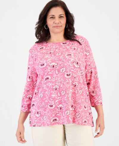 Style & Co Plus Size Туника с принтом и 3/4 рукавом