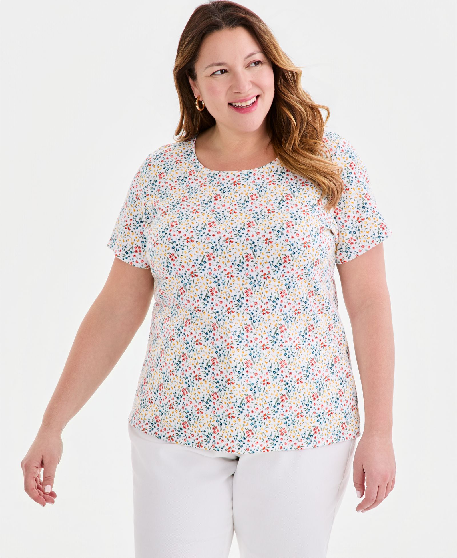 Style & Co Plus Printed Short-Sleeve Scoop-Neck Top, Macy's Exclusive