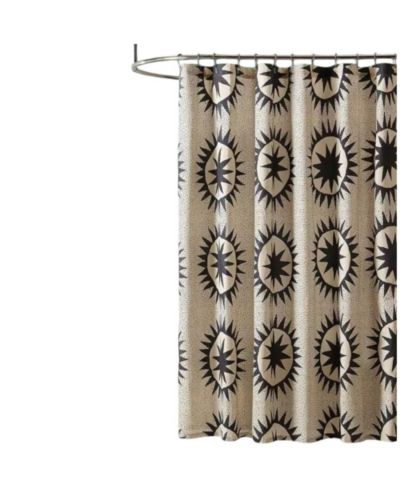 Штора для душа Slickblue Cotton Poly с узором Cream Brown Medallion