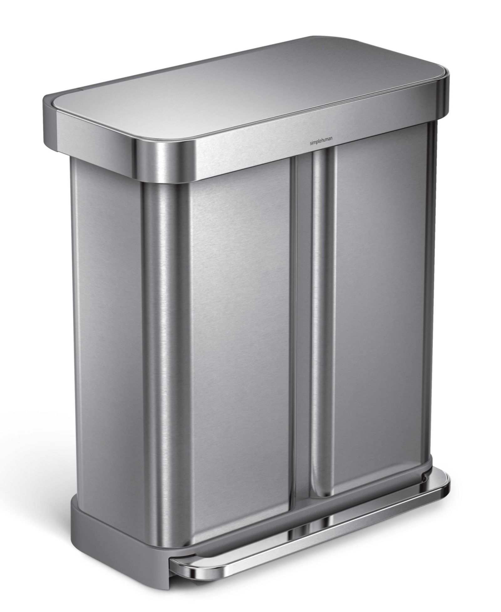 simplehuman Brushed Stainless Steel 58L Dual Compartment  Recycler