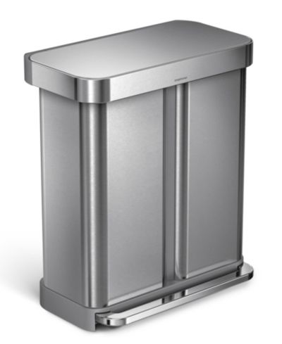 simplehuman Brushed Stainless Steel 58L Dual Compartment  Recycler