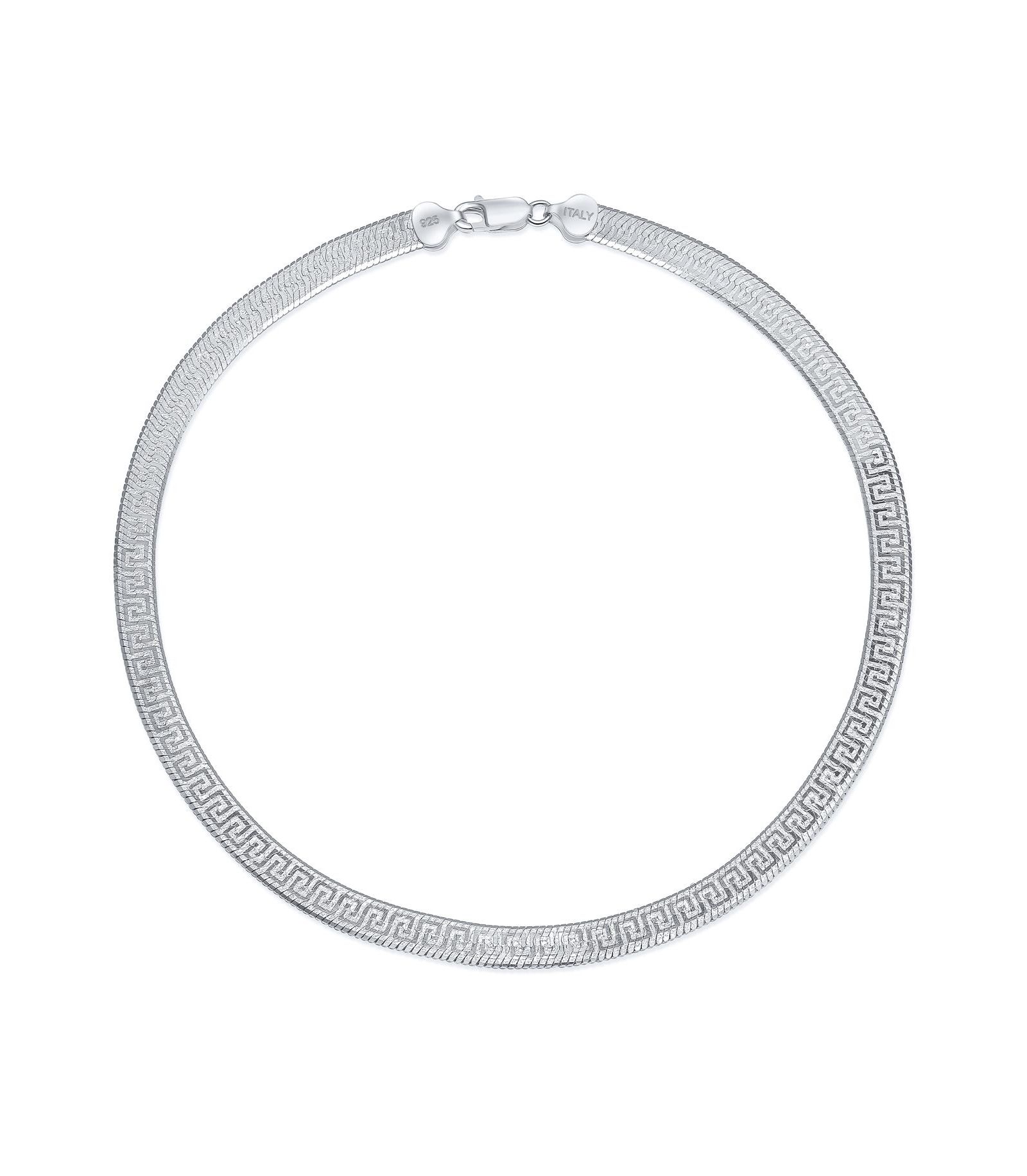 Серебряное ожерелье Bling Jewelry reversible flat Greek Key Design .925 Sterling Silver Herringbone Necklace Collar 16 Inch