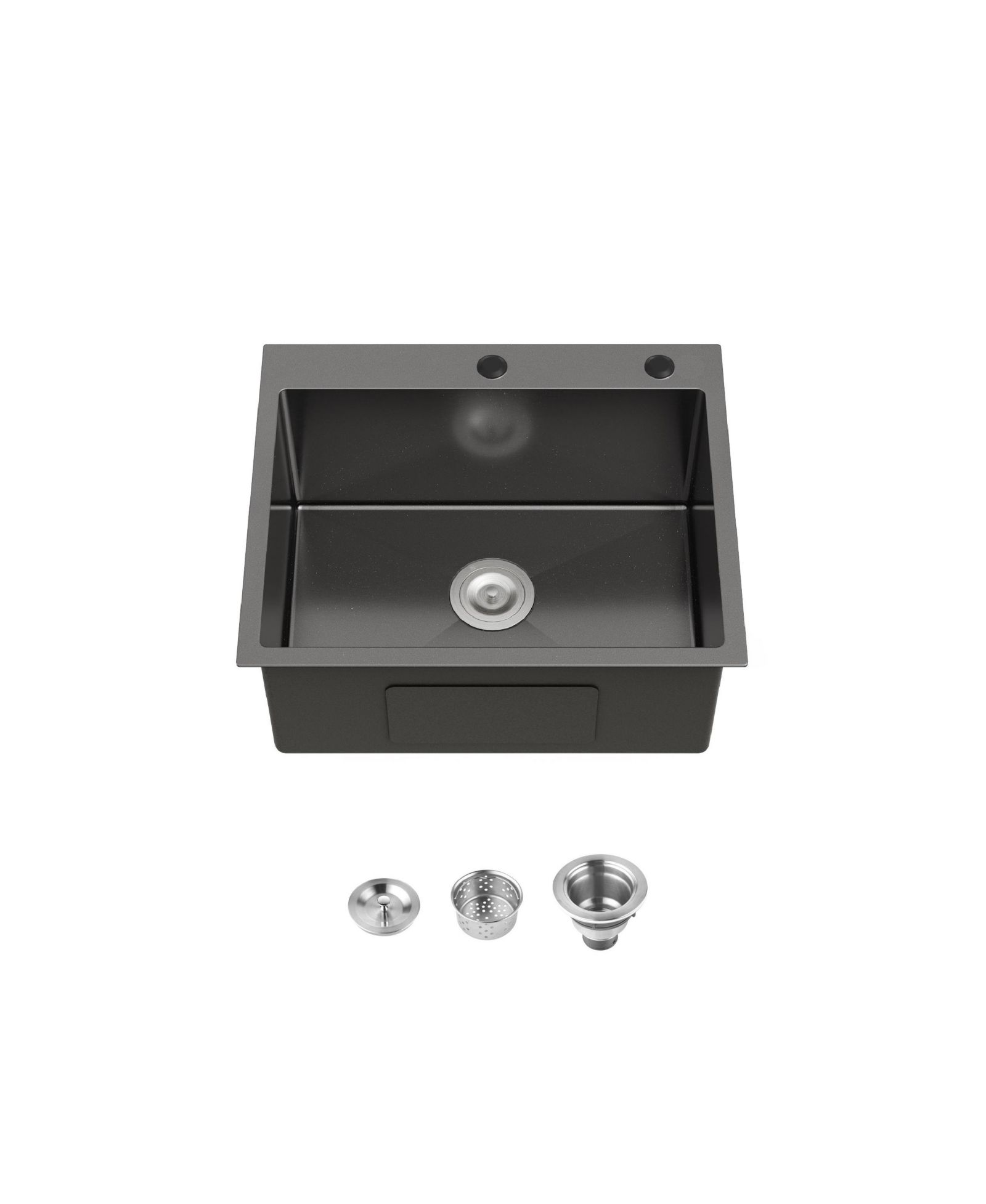 flynama 23x19inch Black Stainless Steel Kitchen Sink Undermount Single Bowl Handmade