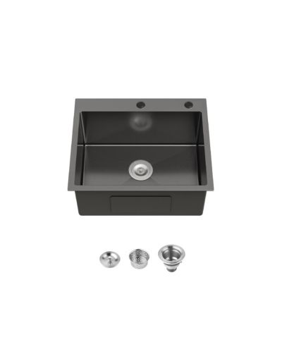 flynama 23x19inch Black Stainless Steel Kitchen Sink Undermount Single Bowl Handmade