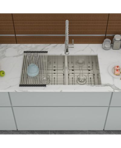 flynama 28x19x10 Inch Double Bowl 6040 Undermount Kitchen Sink 16 Gauge T304 Stainless Steel With Two 10 Inch Deep Basin