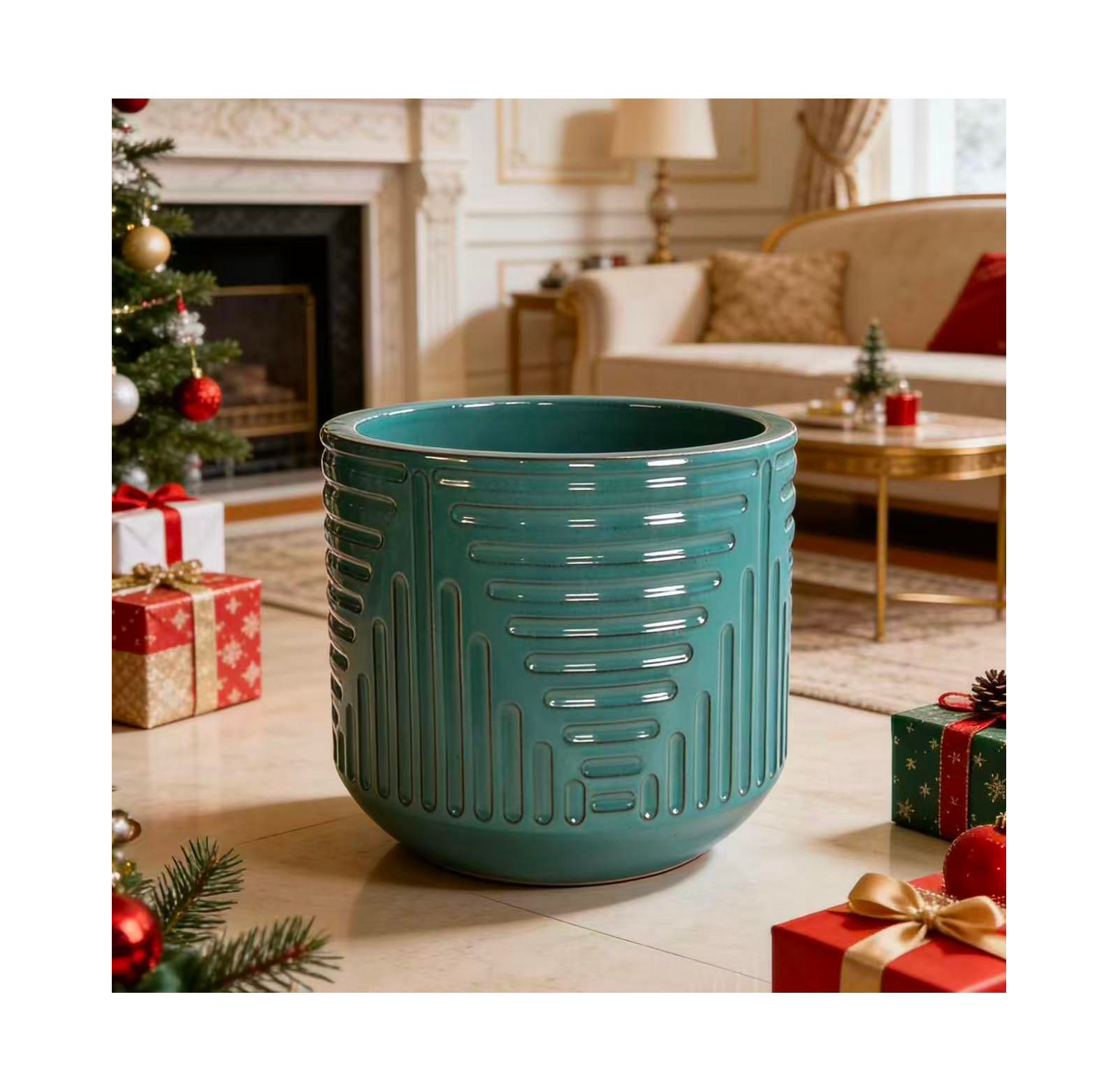 Керамический горшок Clihome Handmade для монстеры и фикуса, 16 Inch с текстурным дизайном