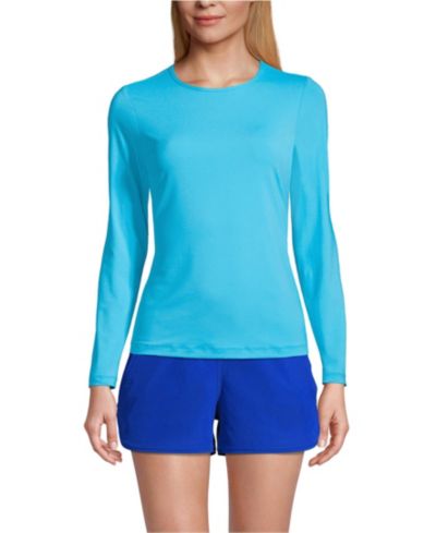 Lands' End Женский плавание-футболка с длинным рукавом SunShade UPF 50
