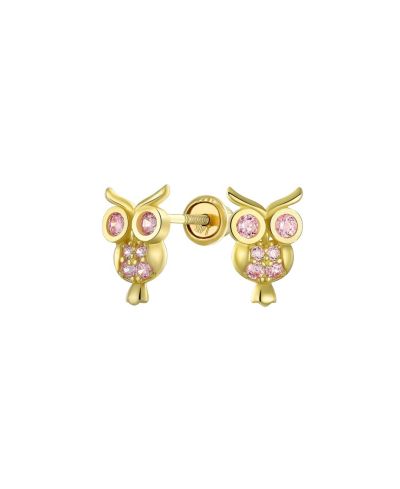 Серьги-гвоздики Bling Jewelry с розовым сапфиром и фианитом в форме бабочки, 14K Gold