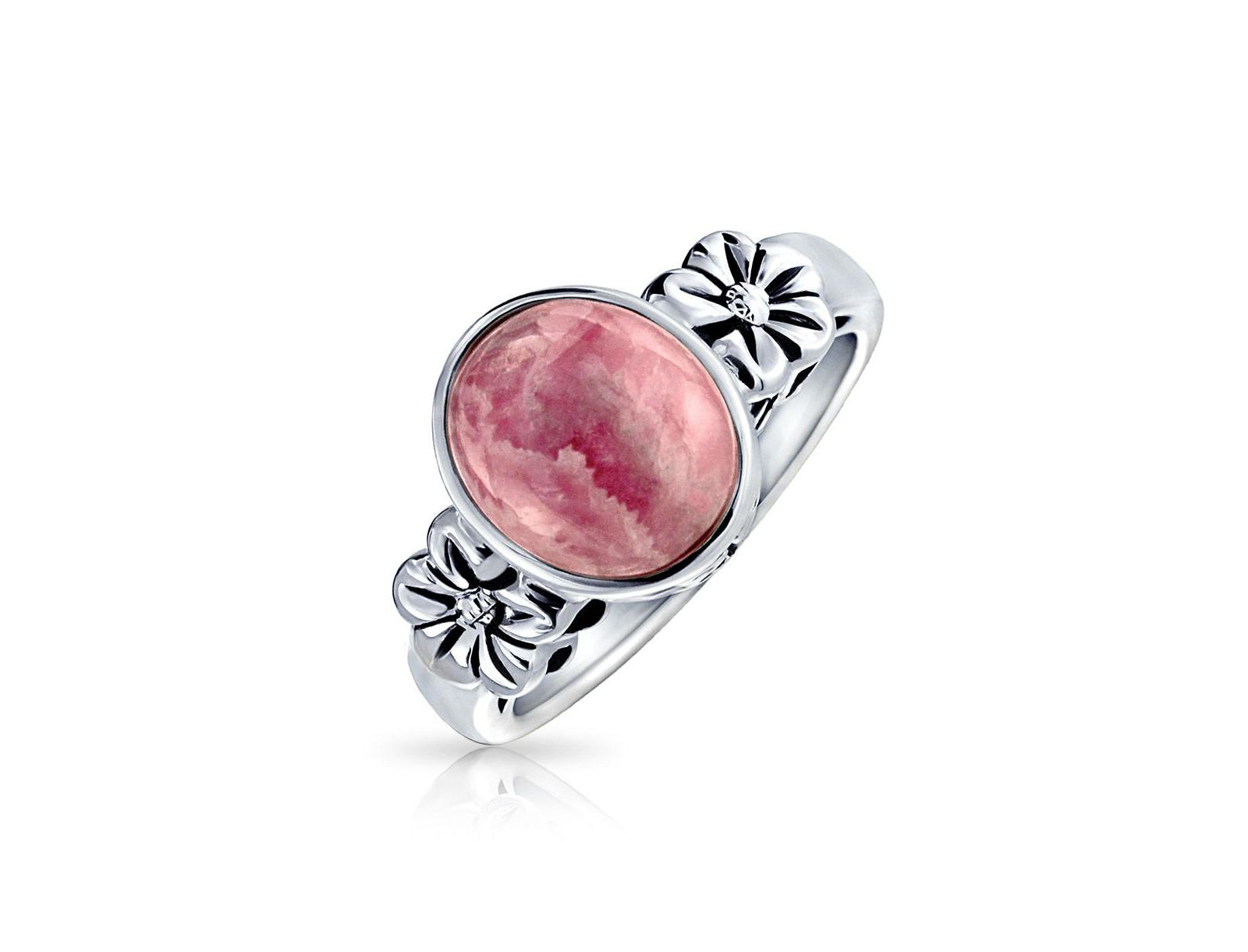 Bling Jewelry Pink Rhodochrosite Flower Ring Sterling Silver