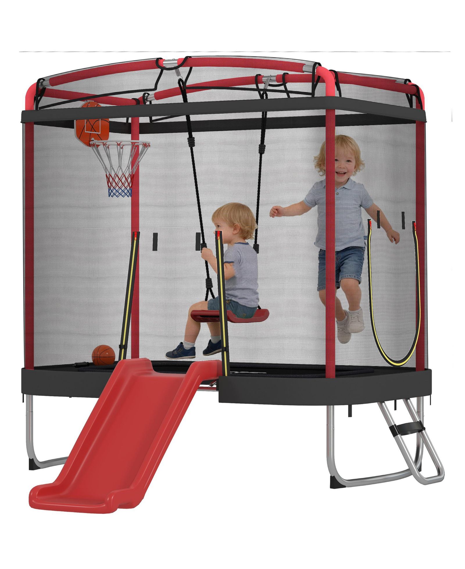 Детский батут Qaba 4 x 6FT для дома и улицы с горкой