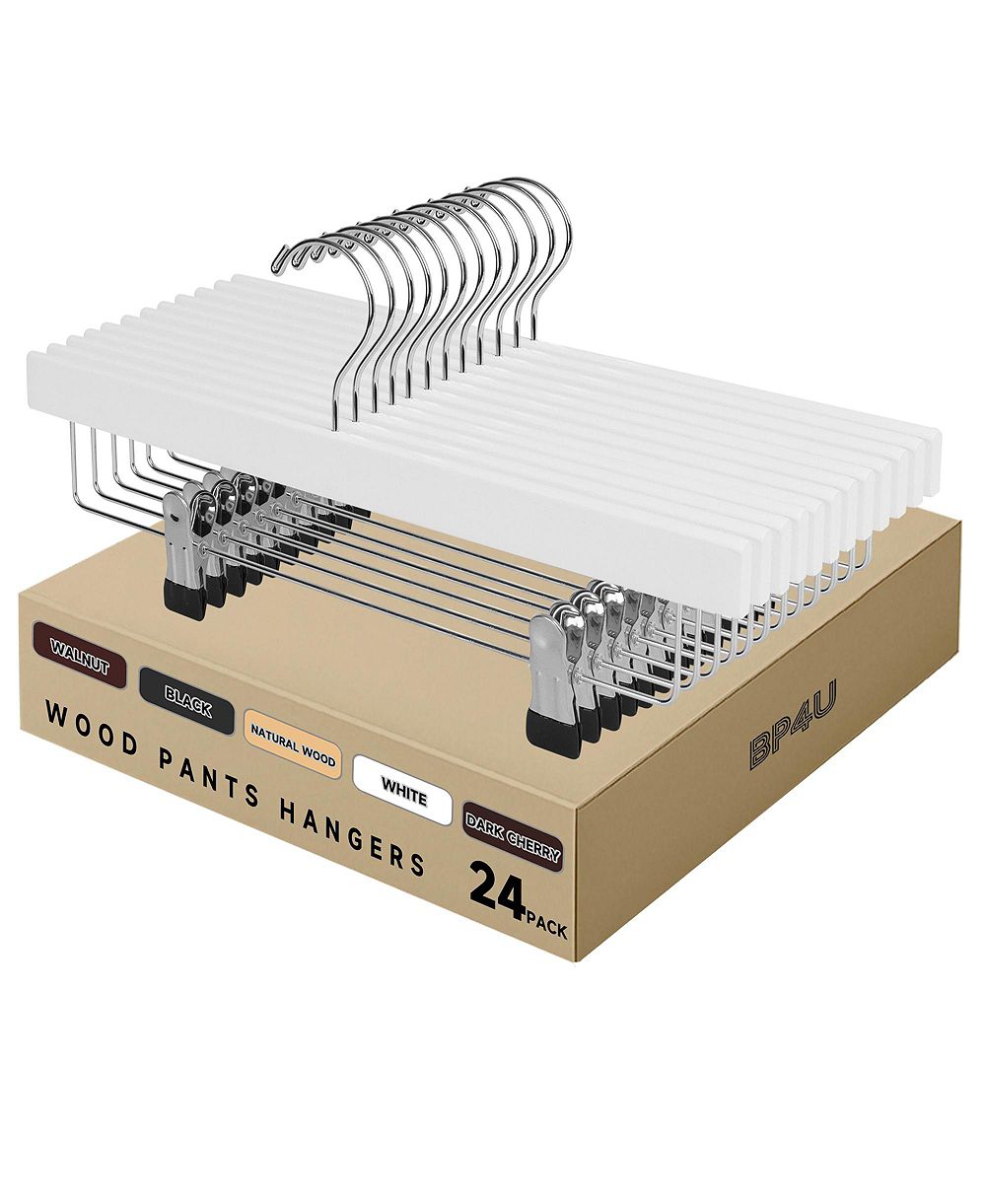 Вешалки для брюк и юбок BP4U 24-Pack Wooden с зажимами
