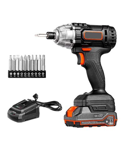 Набор ударного шуруповерта Mecale 20V Cordless 1/4" Impact Driver, 2800 RPM Max, с аккумулятором и зарядным устройством, 10 бит, LED свет