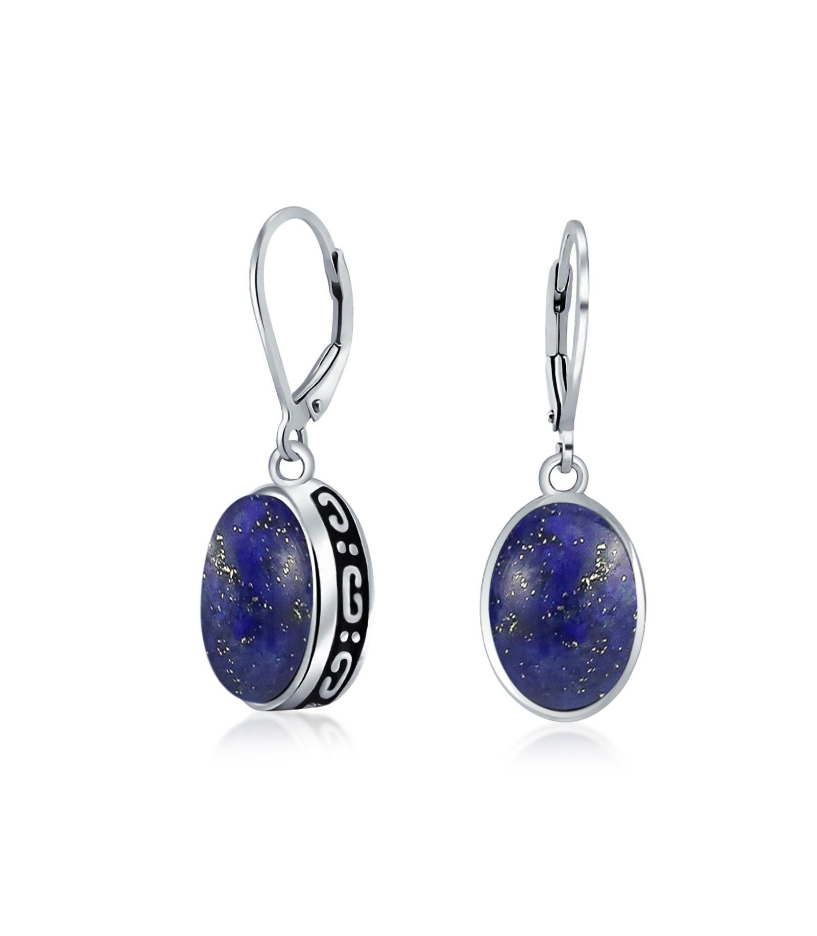 Серьги-подвески Bling Jewelry в балийском стиле с голубым турмалином и стерлинговым серебром, окантовка с завитками
