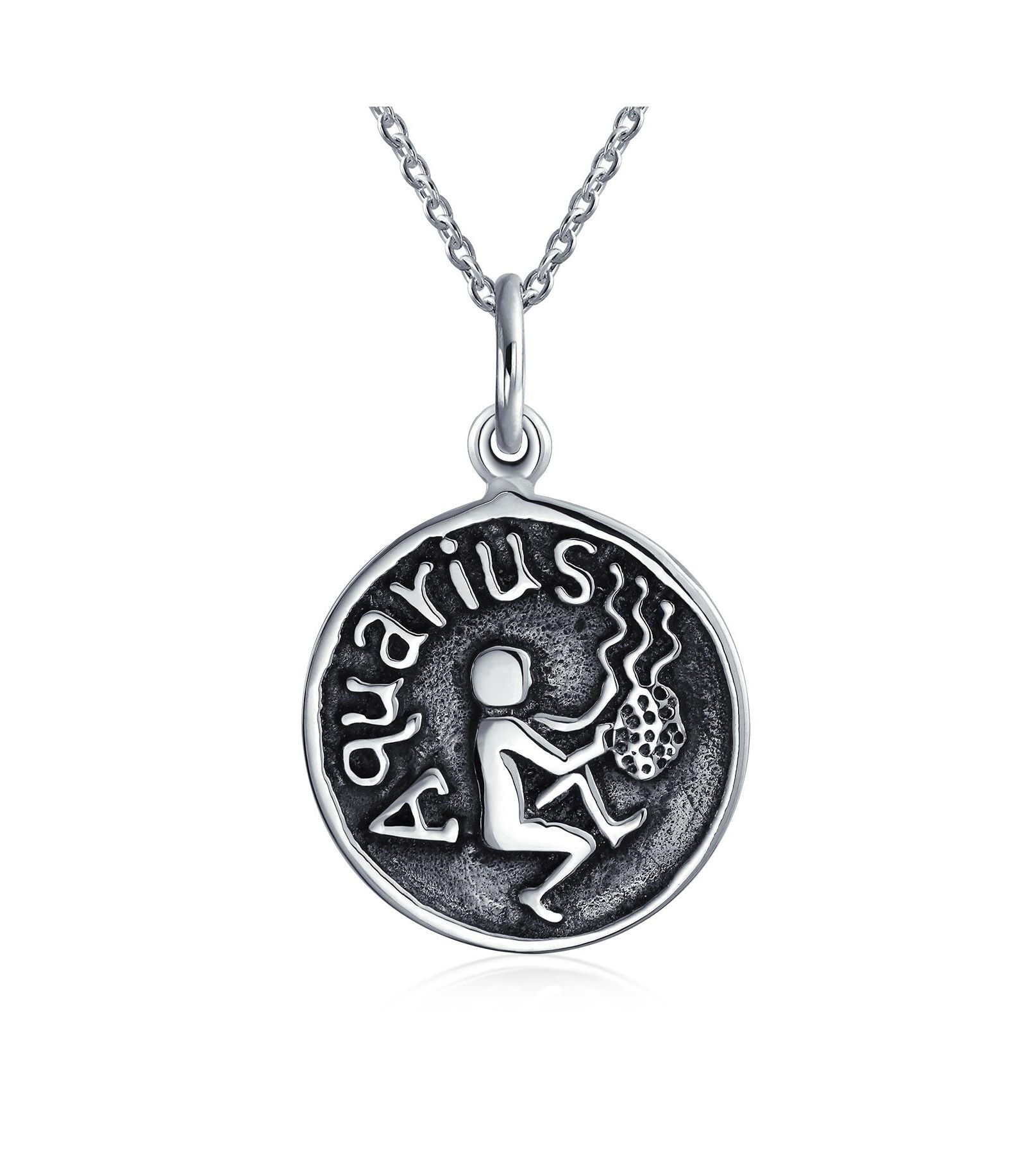 Подвеска Bling Jewelry Aquarius Zodiac Round Medallion в стерлинговом серебре
