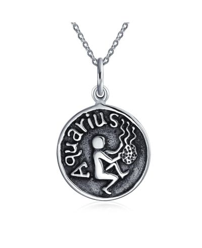 Подвеска Bling Jewelry Aquarius Zodiac Round Medallion в стерлинговом серебре