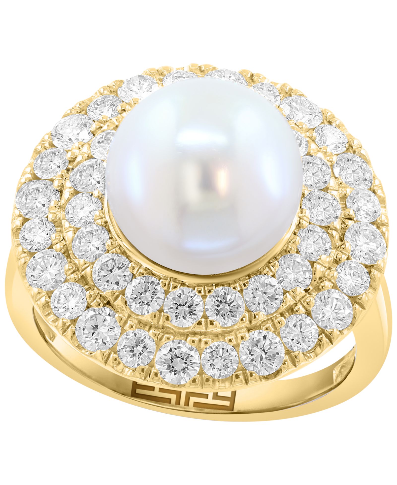 Кольцо EFFY Collection из выращенного бриллианта и речного жемчуга в 14k золоте поверх стерлингового серебра