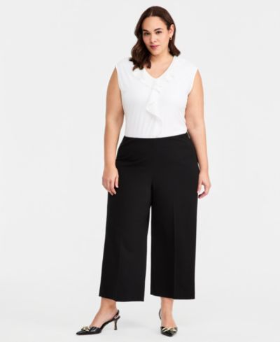Брюки Anne Klein Plus Size с высокой посадкой и широкими штанинами