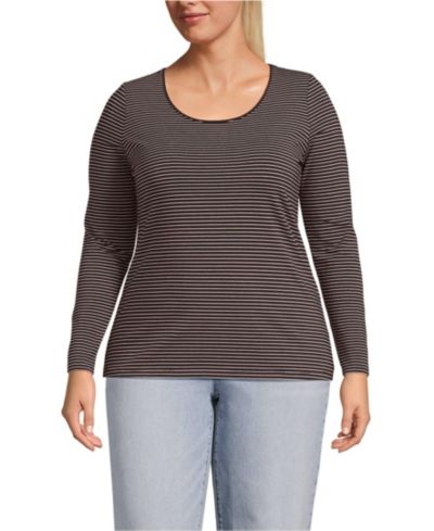 Lands' End Женская футболка с длинным рукавом, джерси, Plus Size