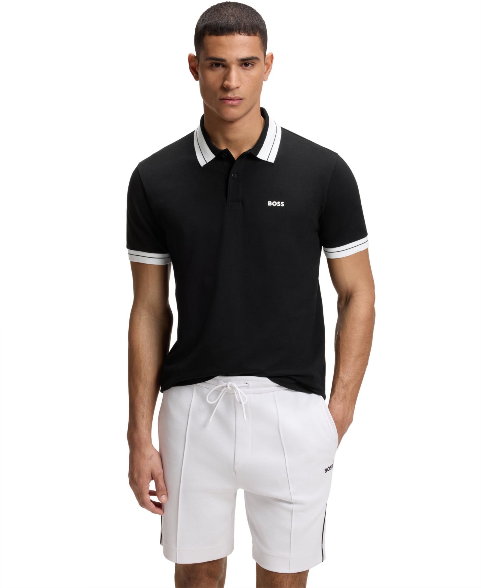 Мужская поло BOSS by Hugo Boss Stretch-Cotton Stripe Trim