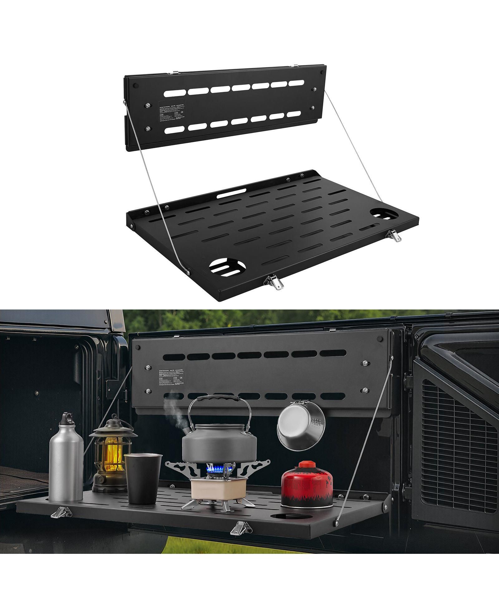 Mecale Tailgate Drop Down Table для 2021-2025 Ford Bronco, Carbon Steel Foldable Molle Panel, 88 lbs Load Capacity