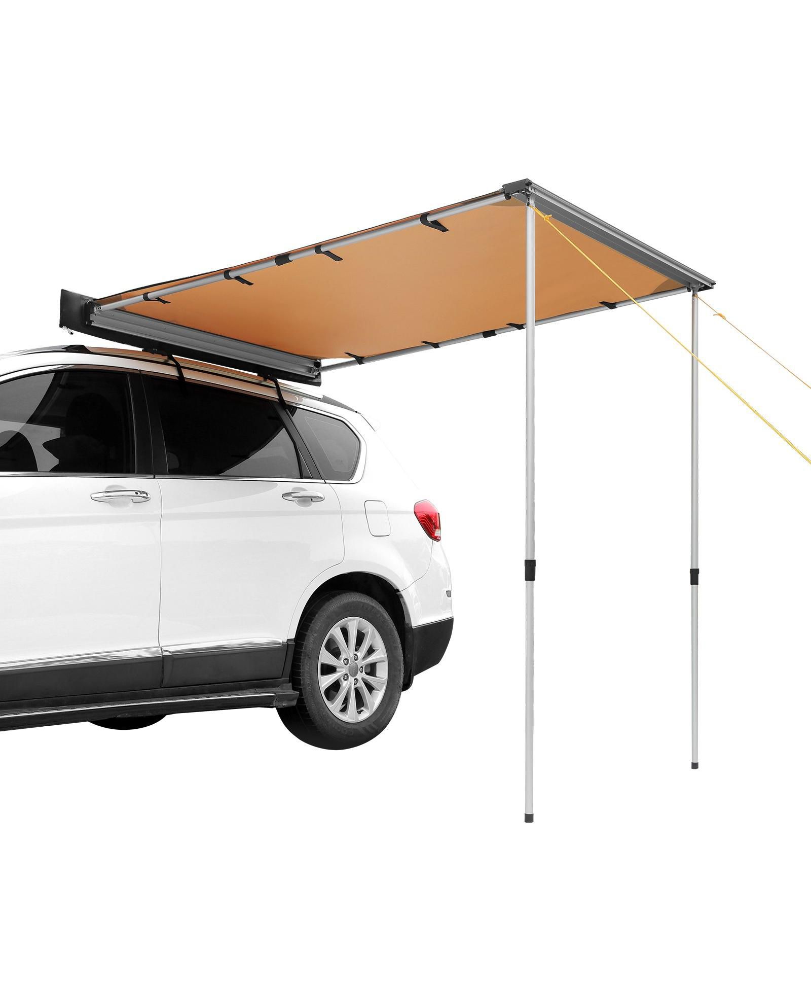 Mecale Car Side Awning, 6.6' x 8.2' Shade Coverage Vehicle Awning, PU3000mm UV50+ Retractable Awning with Storage Bag, Height Adjustable
